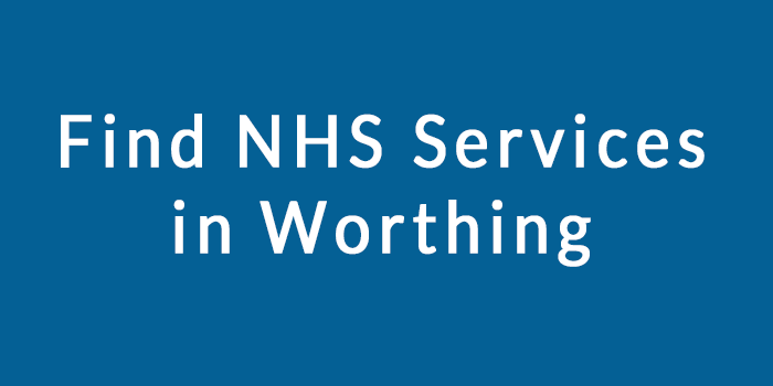 Text on image shows subject of page. NHS services in Worthing